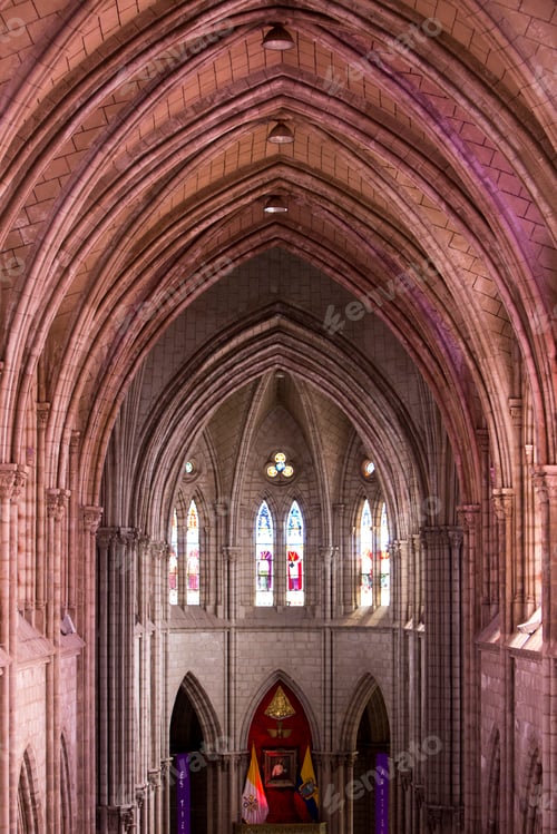 Preview: Gothic interior of the Basilica Del Voto Nacional, Quito , Ecuad