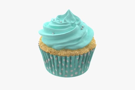 Preview: Blue Frosting Cupcake with Polka Dot Liner