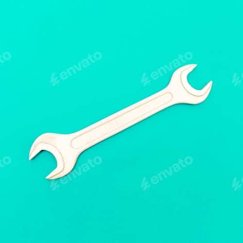 Preview: Wrench on a blue background Minimal art design