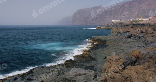 Preview: View of the cliffs of Los Gigantes Tenerife from coastline, Atlantic Ocean.