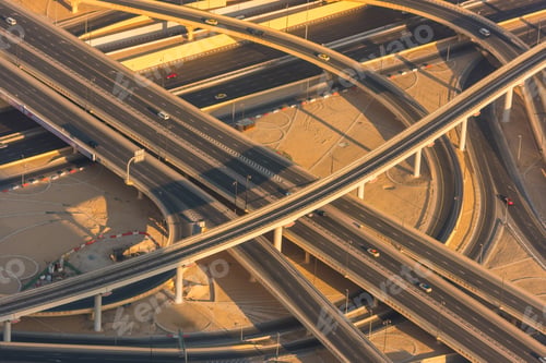 Preview: Top view of highway interchange in Dubai