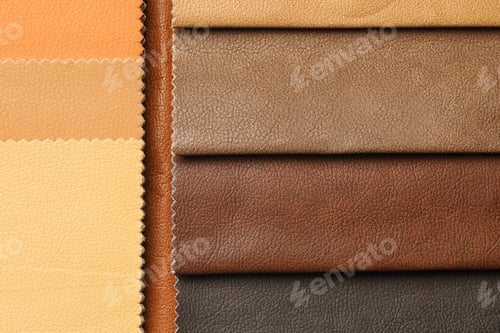Preview: Leather samples of different colors for interior design as background