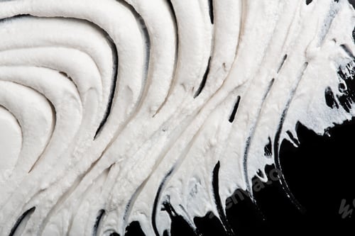 Preview: Structural Plaster White On A Black Background. White Cream. Paint Smear. Plasticine