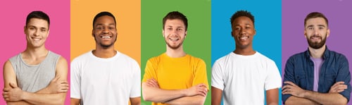 Preview: Composite set of smiling diverse multicultural men