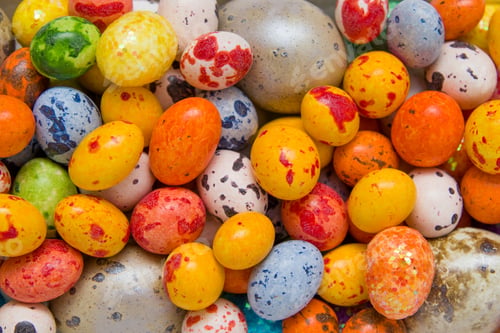 Preview: Colored and shiny eggs for Easter Day top view
