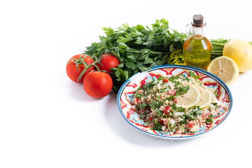 Preview: Tabbouleh salad with couscous isolated on white background