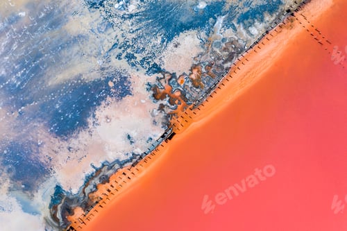 Preview: Aerial view of the salty pink lake. Pink Salt Lake Torrevieja