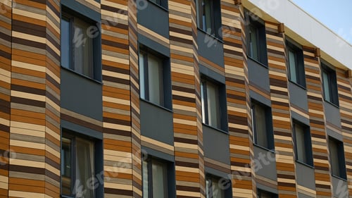Preview: Modern building facade with distinctive striped pattern