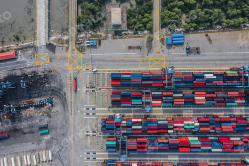 Preview: Aerial view of huge containers ready to be carried cargo ships