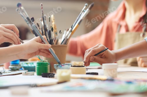 Preview: Children using watercolor paints