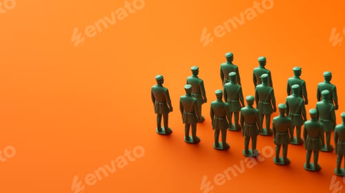 Preview: Plastic green army men in formation and ready for assignment.