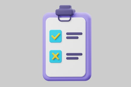 Vista previa: Una lista de verificación en un portapapeles.