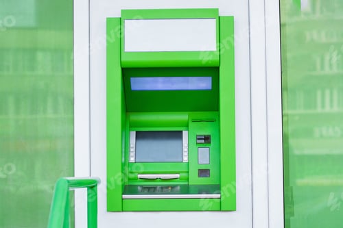 Preview: atm cash machine in wall of bank