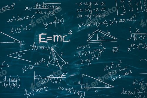 Preview: Blackboard with math lesson written on it