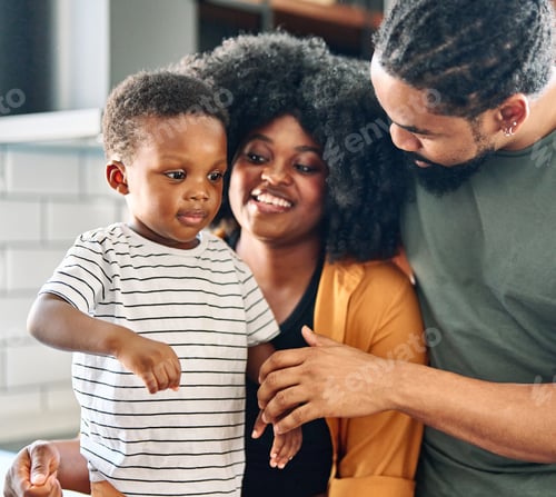 Preview: Young African American family at home