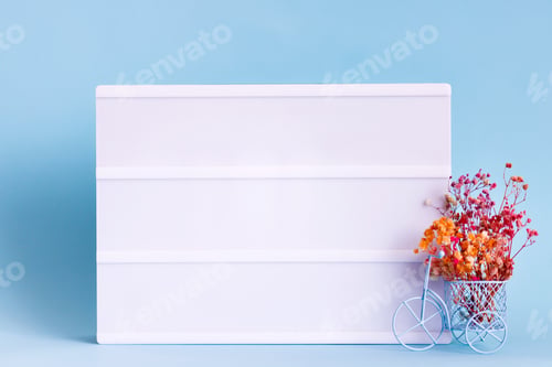 Preview: White frame with pink flowers. Copy space for text. Mothers day.
