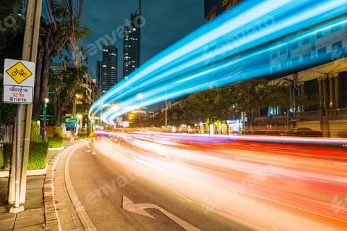 Preview: bangkok cityscape of light trails
