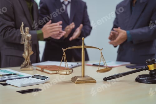 Preview: Three lawyers in meeting at the table office, discussing business,civil commercial law,labor law