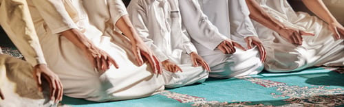 Preview: Islam, religion and prayer of a muslim man at mosque in ramadan for spiritual faith, God and belief