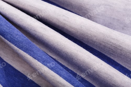 Preview: Natural Cotton Fabric In A Blue Gray Strip.