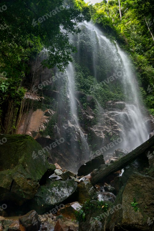 Preview: Sungai Kooi waterfall in the deep forest of Royal Belum State Park, Northern Perak, Malaysia.