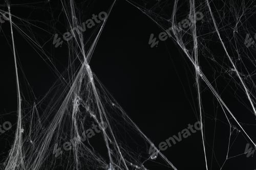 Preview: Creepy white spider web on black background