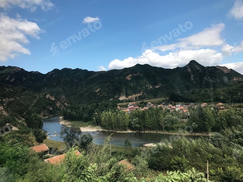 Preview: exotic landscape. Chinese landscape. green. Mountains