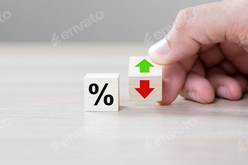 Preview: US interest rates are going up and down for business concept