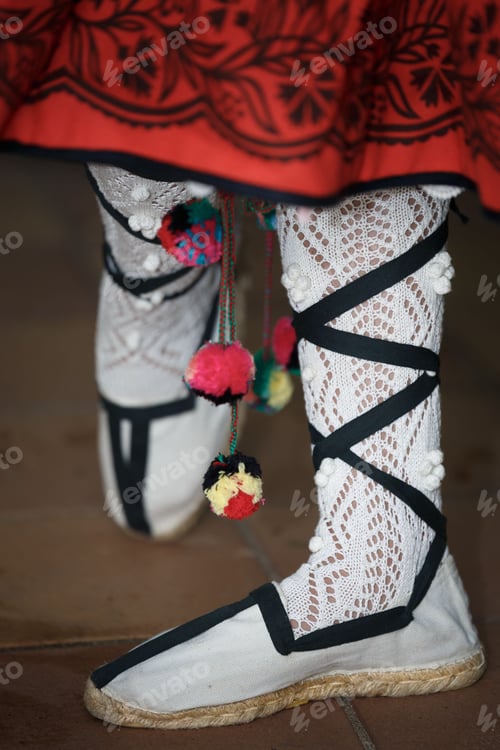 Preview: Closeup of traditional Spanish Castilian dancer costume shoes