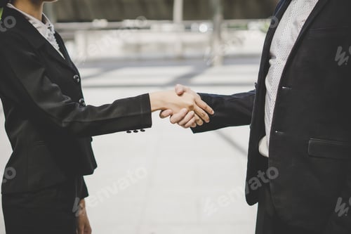 Preview: Business people shaking hands, finishing up meeting deals. Business concept.