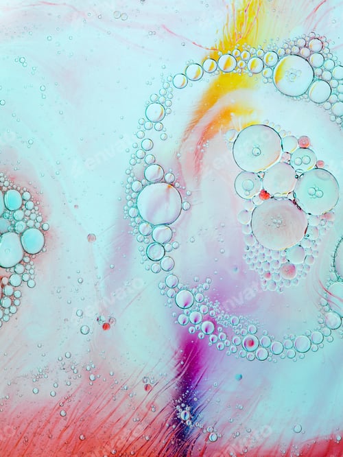 Preview: Colourful bubbles in backlit oily water