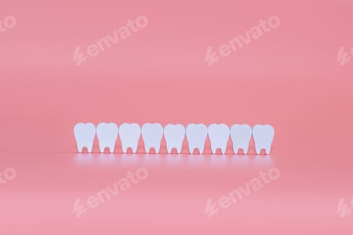Preview: Healthy white teeth, tooth protection from tooth decay, gums with teeth, smiling tooth, character fo