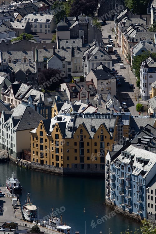 Preview: Vertical shot of a picturesque Alesund Norway