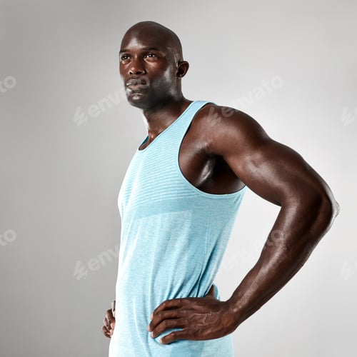 Preview: Fit Man with Muscles in Light Blue Tank
