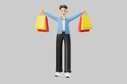 Preview: Shopping man with colorful bags