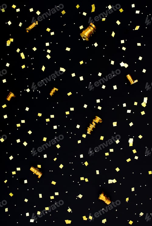 Preview: gold glitter on black background