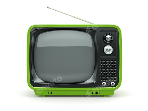 Preview: Green retro TV on white background