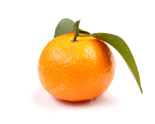 Preview: Orange mandarin with green leaf