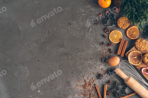 Preview: Beautiful composition of Christmas cooking of traditional holiday sweets