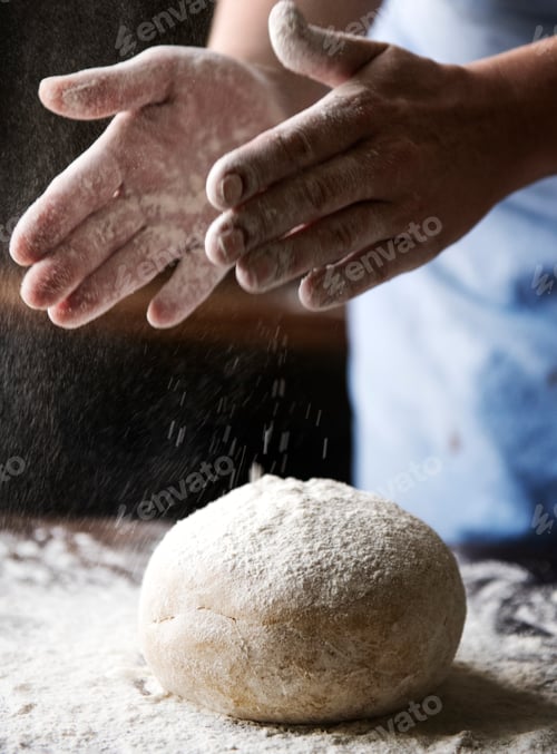 Preview: A housewife making a dough
