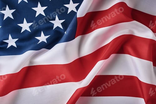 Preview: American flag background. USA flag waving, closeup