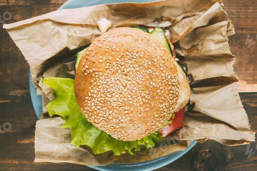 Preview: Home made fastfood burger on paper