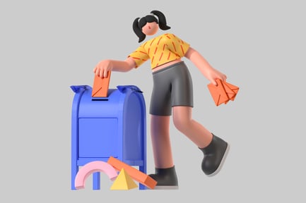 Preview: Cartoon girl mailing letters