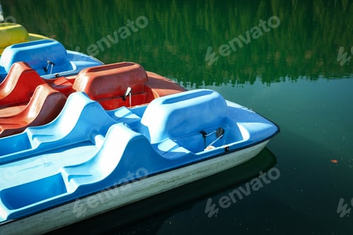 Preview: Color catamarans in lake in Carpathian mountains