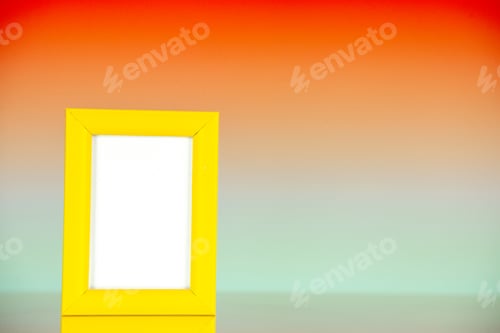 Preview: front view yellow picture frame on light red background family color gift present portrait photo