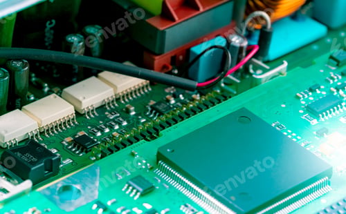 Preview: Electronic circuit board. Semiconductor motherboard circuit board technology. Mainboard of computer