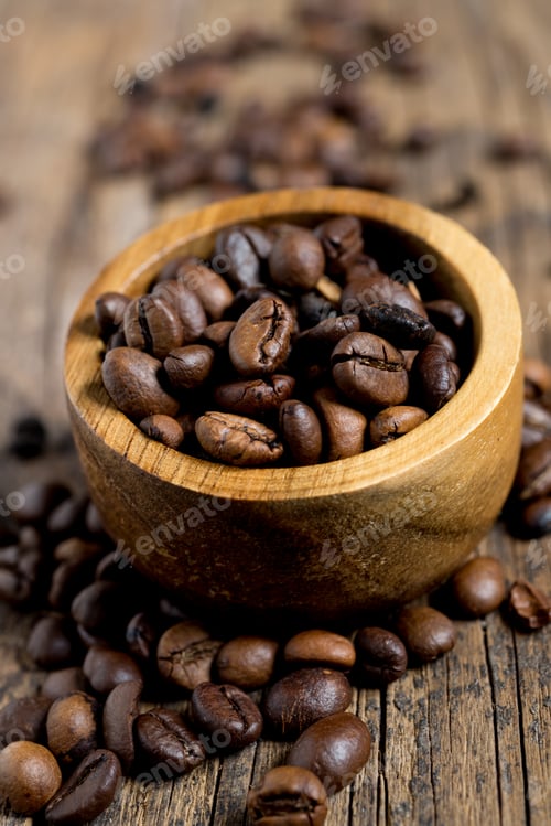 Preview: coffe beans on wood