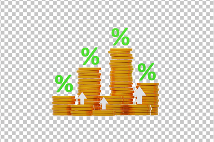 Preview: Rising Interest Rates with Coin Stacks 3D Icon