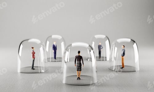 Preview: People meet from behind glassy protection. Social distancing
