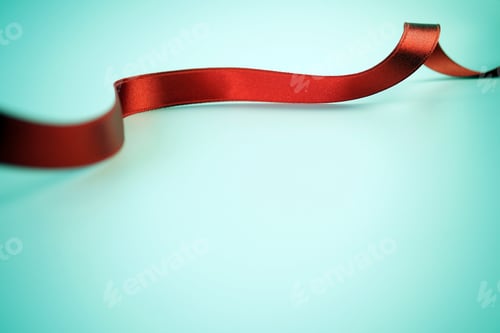 Preview: Red Ribbons On Blue Background For Shopping , Anniversary , New Year , Christmas And Celebration